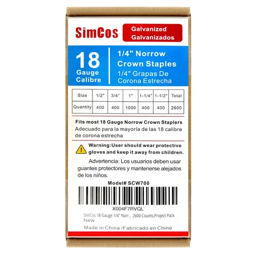 Miniatura 10 de Grapas de corona estrecha de calibre 18 de 1/4 de pulgada, grapas de tapicería galvanizadas para grapadora neumática o eléctrica de 18 GA o pistola