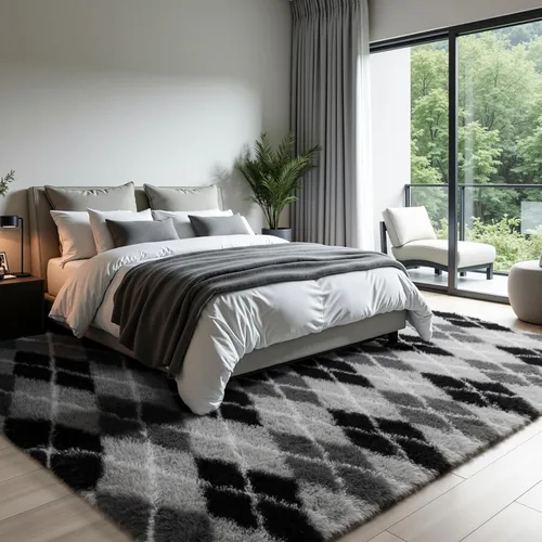 Miniatura 27 de Zentavio Alfombras de área para sala de estar, alfombras grises para dormitorio, alfombra de 4 x 6, alfombra mullida, peluda y suave, shag estética