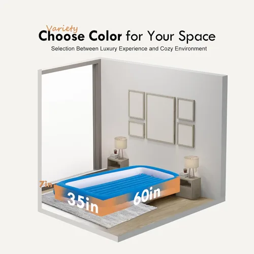 Miniatura 6 de Cama de aire para niños, colchón inflable para viaje de bebé con laterales, azul