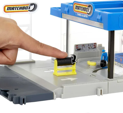 Miniatura 2 de Matchbox Action Drivers Auto Shop Playset con 1 Chevy Silverado, piezas móviles y figuras, juguete para niños de 3 años en adelante