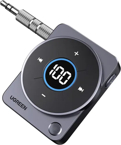 UGREEN Adaptador Bluetooth 5.4 para automóvil, [cancelación de ruido] Receptor Bluetooth Aux para automóvil, receptor de audio inalámbrico de 3.5mm