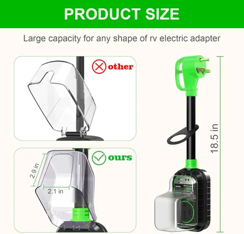 Miniatura 5 de EyGde Adaptador RV de 30 amperios a 50 amperios con protector de sobretensiones, NEMA TT-30P macho a enchufe hembra 14-50R, analizador de circuitos