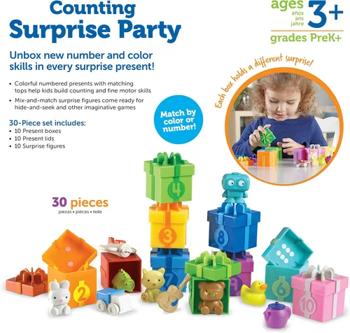 Miniatura 6 de Learning Resources Fiesta Sorpresa de Contar - Juguetes Montessori para Niños Pequeños, Actividades de Apilamiento Preescolar, Juego de Combinación