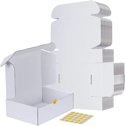 Miniatura 19 de RLAVBL Juego de 25 cajas de envío de 10 x 8 x 3, caja de cartón corrugado blanca para embalaje, correo, negocios Blanco