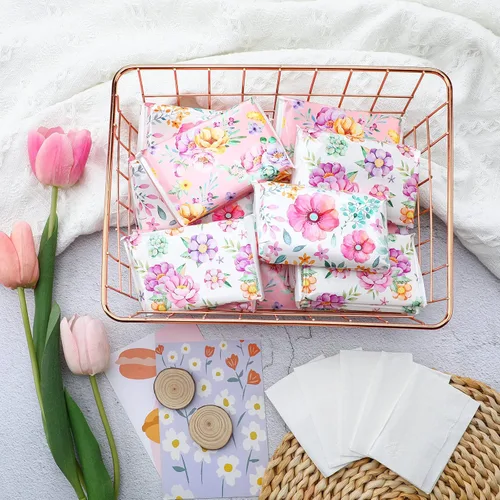 Miniatura 4 de 24 paquetes de pañuelos de bolsillo tamaño viaje, paquetes delgados de 3 capas de bolsillo de tamaño monedero, pañuelos para viajes, bodas, Hermosas