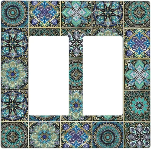 Miniatura 89 de Cubiertas Decorativas para Placas de Interruptor Bosque Primavera Hada Encantada País de las Maravillas Suelo Verde 2 Gang Cubierta de Interruptor