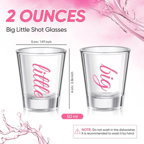 Miniatura 3 de Lounsweer 2 Piezas Vasos de Chupito de Hermandad Grande Pequeña con Base Gruesa Regalos de Hermandad Grande Pequeña 2 oz Vasos de Chupito de Tequila