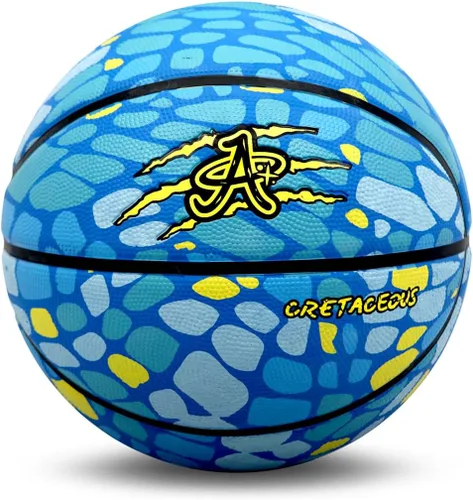 Balón de baloncesto oficial A Plus, hombres/mujeres/jóvenes/niños pequeños. Tema de dinasaur de goma de rebote alto. Mini, talla 5, talla 6 y talla 7