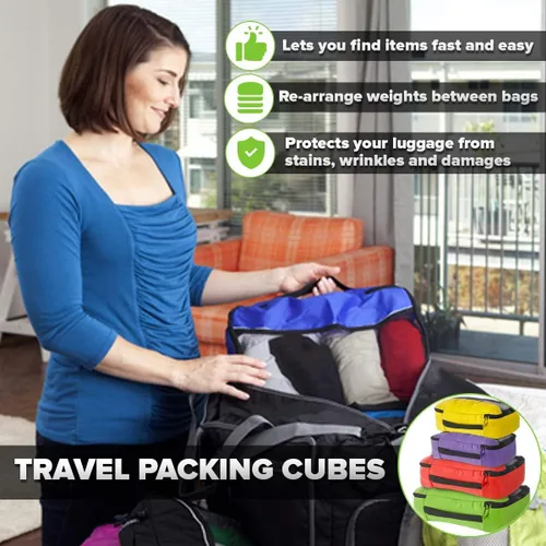 Miniatura 6 de Bago Cubos de embalaje para maletas y bolsas de viaje, juego de 7 bolsas organizadoras de equipaje y maleta, cubos de compresión para organizador