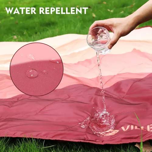 Miniatura 6 de VILLEY Manta de picnic, manta de campamento de 3 capas de 52 x 75 pulgadas, lavable a máquina, repelente al agua y a prueba de arena, plegable