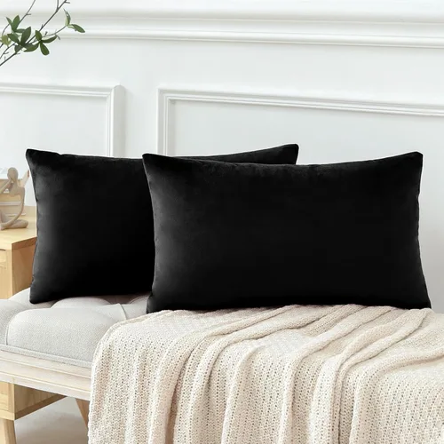 Miniatura 8 de OTOSTAR Fundas de almohada decorativas de terciopelo suave y sólido de 12 x 20 pulgadas, fundas de almohada lumbares, fundas de almohada para sofá