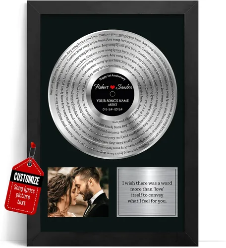 Miniatura 31 de VICILO Póster Enmarcado con Letras de Canción Personalizadas, Regalo para Padres, Acordes de Canción Perfectos, Pareja, 50° Aniversario de Boda