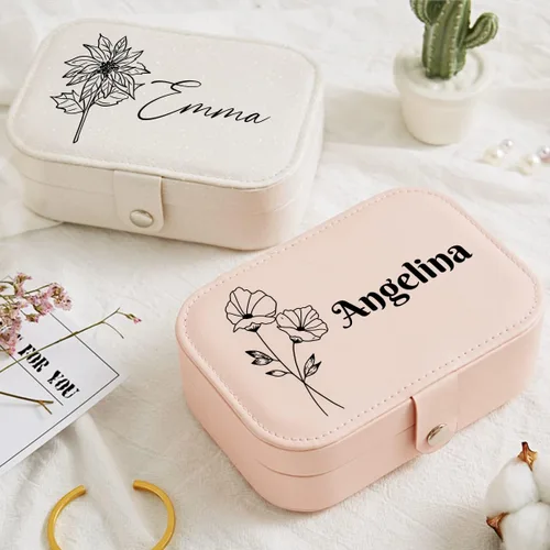 Miniatura 2 de Organizador de joyas de viaje personalizado, caja de joyería, soporte de anillo para joyas, accesorios de viaje para mujeres, organizador de joyas