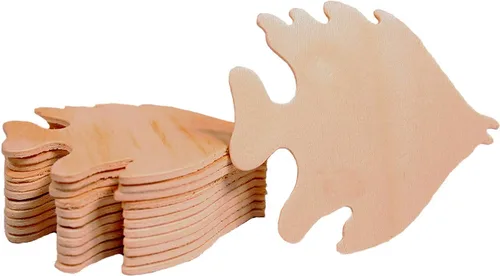 Creative Hobbies® Formas de madera sin terminar de 3.5 pulgadas, listas para pintar o decorar forma de pez, paquete de 12