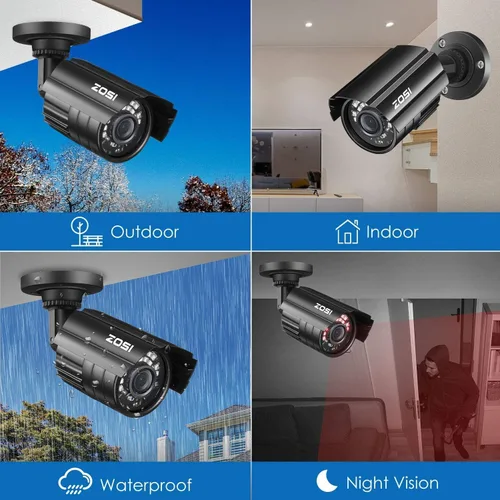 Miniatura 7 de ZOSI Cámara de seguridad 1080P HD TVI para la oficina en casa sistema de vigilancia CCTV Bullet BNC cámara con visión nocturna negro (renovado)