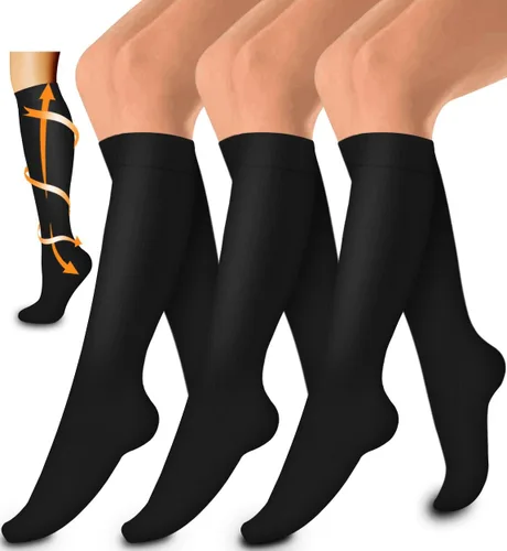 Paquete de 3 pares de calcetines de compresión médica para mejorar la circulación de mujeres y hombres, para correr, hacer deporte y amamantar