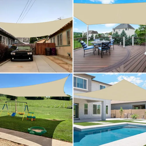 Miniatura 2 de E&K Sunrise - Toldo para exteriores, tipo vela, sombra, protección para rayos UV, Beige