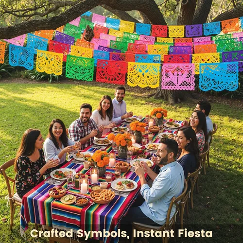 Miniatura 6 de FUTUREPLUSX Paquete de 1 pancarta de papel picado de 18 pies, decoración de fiesta de fiesta mexicana, Mes de la herencia hispana, aula española