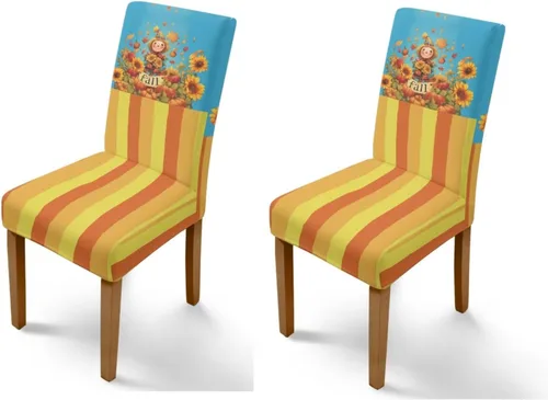 Miniatura 71 de Rnyleeg Thanksgiving Chair Covers for Living Room No Arms Turkey Pumpkin Stretch Dining Chair Covers Set of 6 Soft Washable Kitchen Chair Protector