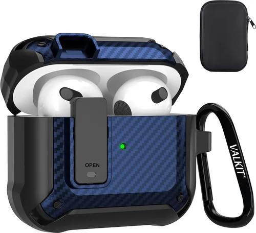 Miniatura 27 de Valkit Funda para Airpods para hombres con cerradura, funda de cuerpo completo con llavero para AirPods de Apple a prueba de golpes, funda