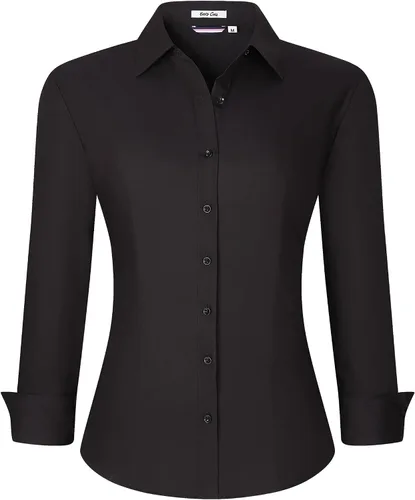 Miniatura 21 de Esabel.C Camisas de manga larga con botones para mujer, ajuste regular, blusa de trabajo elástica