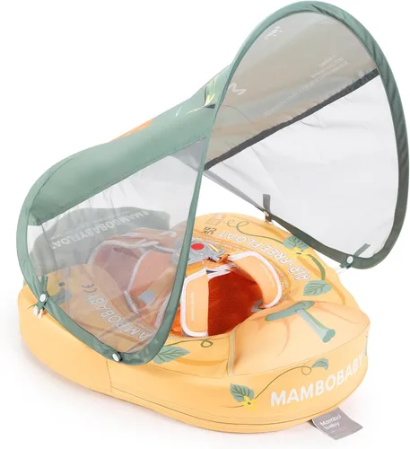 Miniatura 22 de Flotador Mambobaby con cola para bebé con toldo, flotador de piscina sólido, entrenador de natación infantil, entrenamiento de natación tumbado