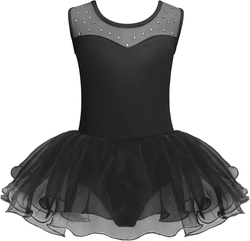 Miniatura 17 de Zaclotre Leotardo de Ballet para Niñas con Espumas Brillantes Sin Mangas de Malla, Vestido de Baile, Tutú, Traje de Bailarina para Niños