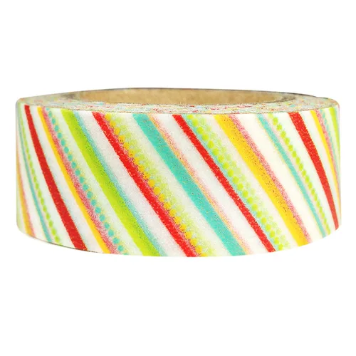 Miniatura 7 de Wrapables Cinta adhesiva japonesa a rayas Washi - Rayas de bloque verde diagonal Rayas diagonales de bloque verde