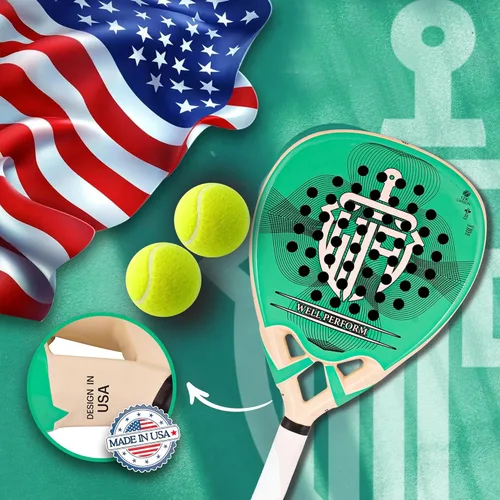 Miniatura 5 de Pala de pádel de fibra de carbono – Pala De Padel ligera con superficie de carbono de 12 quilates, núcleo de espuma viscoelástica EVA y agarre Verde