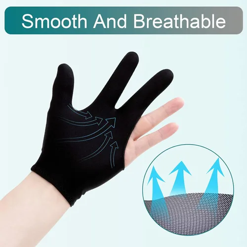 Miniatura 3 de ONLYFU Guantes de billar de tres dedos, guantes de piscina para mujeres y hombres, tanto para mano izquierda como derecha