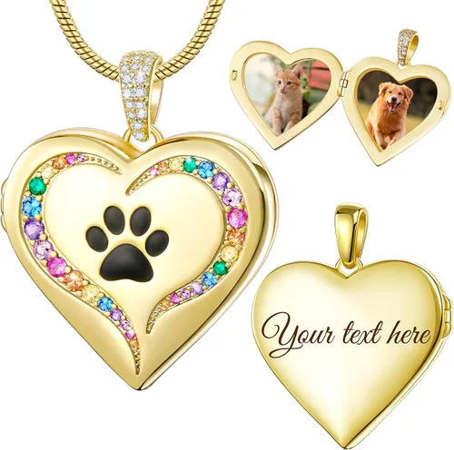 Miniatura 13 de Fanery Sue Collar Personalizado con Medallón de Mascota, Collares con Medallón en Forma de Corazón con Fotos, Collares de Recuerdo para Perros