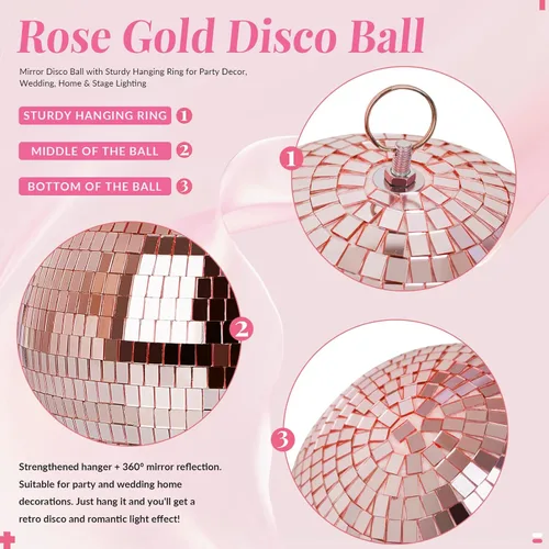 Miniatura 4 de Bola de espejo para discoteca, DJ, club, fiesta, boda, decoración del hogar, Muscab, bola de discoteca de 8 pulgadas con anillo para colgar