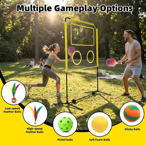 Miniatura 3 de Juego de Paletas para Interiores con Red, Set de Pickleball Portátil con Red para Diversión Familiar o Individual, Todo en Uno Deportes al Aire
