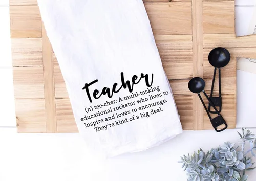 Miniatura 5 de Toalla de cocina hecha a mano para profesores, definición de profesor, toalla de mano 100% algodón para apreciación del profesor, 28 x 28 pulgadas