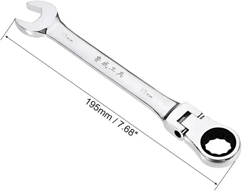 Miniatura 2 de uxcell Llave combinada de trinquete de cabeza flexible de 0.512 in métrica 72 dientes 12 puntos trinquete caja terminada herramientas de llave