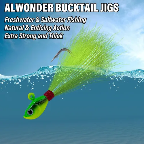 Miniatura 5 de Alwonder Paquete de 5 plantillas de cola de cubo para el cabello, señuelos de pesca de agua salada, pesca de agua dulce, señuelos de pesca de surf