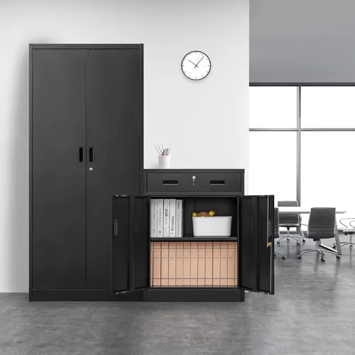 Miniatura 9 de Wanfu Gabinete de almacenamiento de metal, 36 pulgadas de alto x 28 pulgadas de ancho x 16 pulgadas de profundidad con 1 cajón y estante ajustable