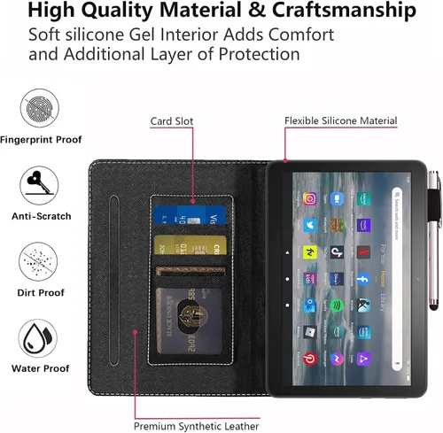 Miniatura 7 de Funda para tablet Kindle Fire 7 (12ª generación, versión 2022) último modelo de 7 pulgadas, funda delgada de piel sintética con soporte para tarjeta