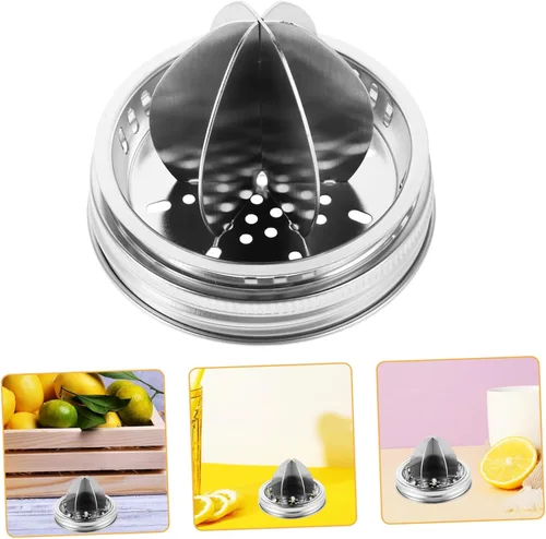 Miniatura 9 de PRETYZOOM Exprimidor manual de cítricos, exprimidor de limón de mano de acero inoxidable para naranjas, extracción eficiente de jugo con agarre