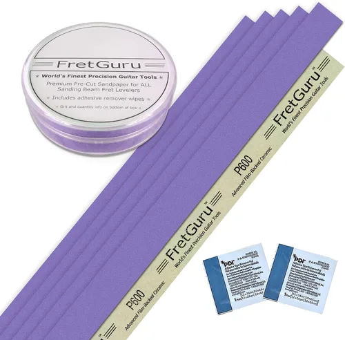 Miniatura 12 de FretGuru Haz de Lijado Nivelador de Trastes – (10" ~ 250mm) Archivo nivelador profesional para luthier de guitarra incluye papel de lija de 100