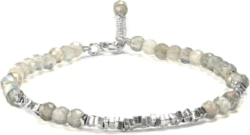 Miniatura 14 de Pulsera de cuentas de cristal natural de plata 925 hecha a mano. Joyería energética de piedras preciosas facetadas para mujeres, regalo
