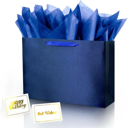 Miniatura 11 de Bolsa de regalo beige con papel de seda de color sólido sedoso para mujeres y hombres, boutique, cumpleaños, aniversario, boda, 13 pulgadas