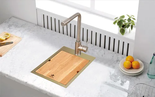 Miniatura 2 de STARSTAR Soporte superior para estación de trabajo, acero inoxidable mate 304 dorado para cocina, patio, oficina, bar, fregadero de lavandería