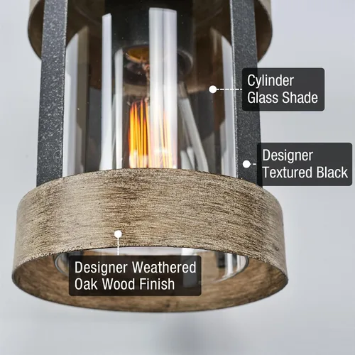 Miniatura 2 de Kira Home Rochester - Farol de pared moderno de granja para exteriores de 14 pulgadas con pantalla de vidrio transparente, aplique de pared exterior