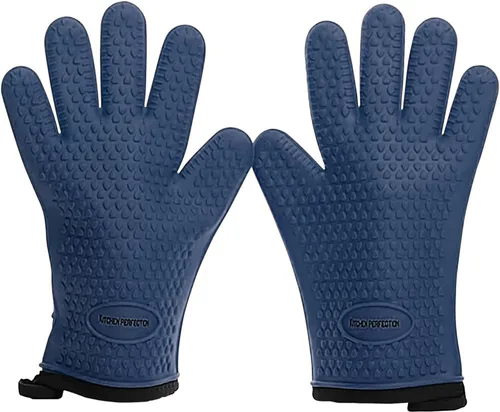 Miniatura 12 de KITCHEN PERFECTION Guantes de silicona para horno ahumador -Guantes de barbacoa extremadamente resistentes al calor-maneja la comida caliente