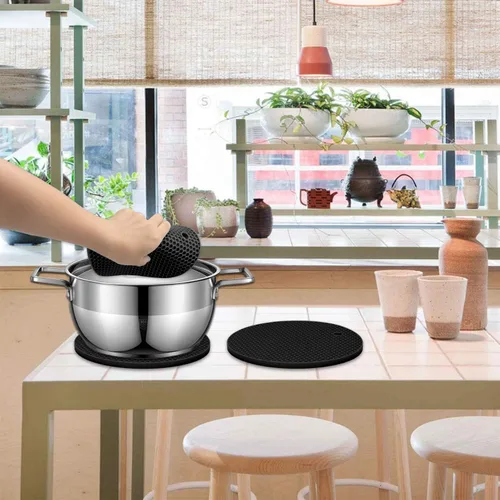 Miniatura 3 de Salvamanteles de silicona extra gruesos resistentes al calor, manoplas para horno, salvamanteles para platos calientes, almohadillas calientes