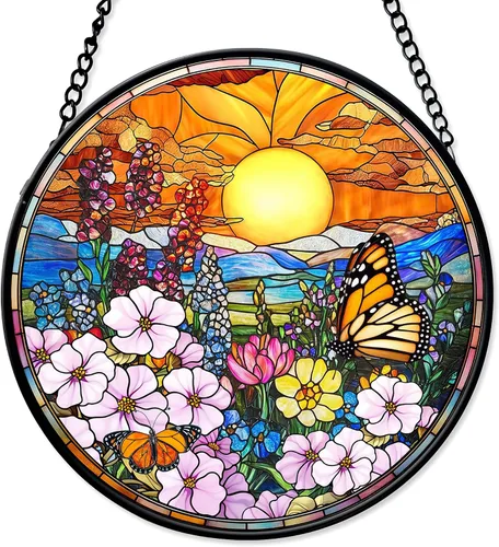 Miniatura 14 de 7.8'' Atrapasoles de Ojo Maligno de Vidrio Manchado para Colgar en Ventanas, Decoración Protectora, Adorno de Vidrio para Hogar, Pared, Habitación