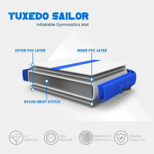 Miniatura 3 de Tuxedo Sailor Inflatable Gymnastics Tumbling Mat Tumble Track Thickness Floor Mat With Electric Air Pump for