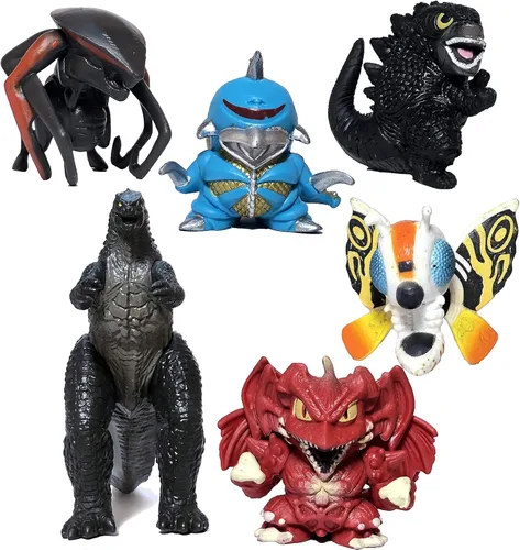 EZFun - Juego de 6 figuras de acción de Godzilla para cumpleaños de niños 2020, figuras de acción Destoroyah Gigan MUTO Mothra Chibi King of the