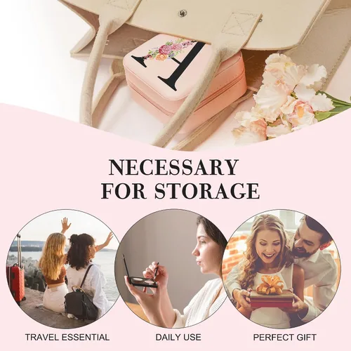 Miniatura 2 de Organizador de joyas pequeño de viaje, cajas de joyería con inicial, organizador de joyas, regalos esenciales de viaje para mujeres, madres, amigas